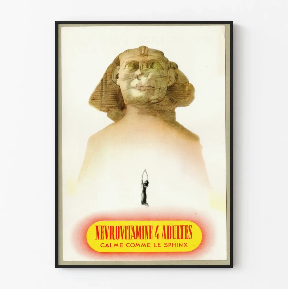 Vintagejuliste Nevrovitamiini 4 Aikuiselle - Seinäsisustus sfinks ja tyyneys