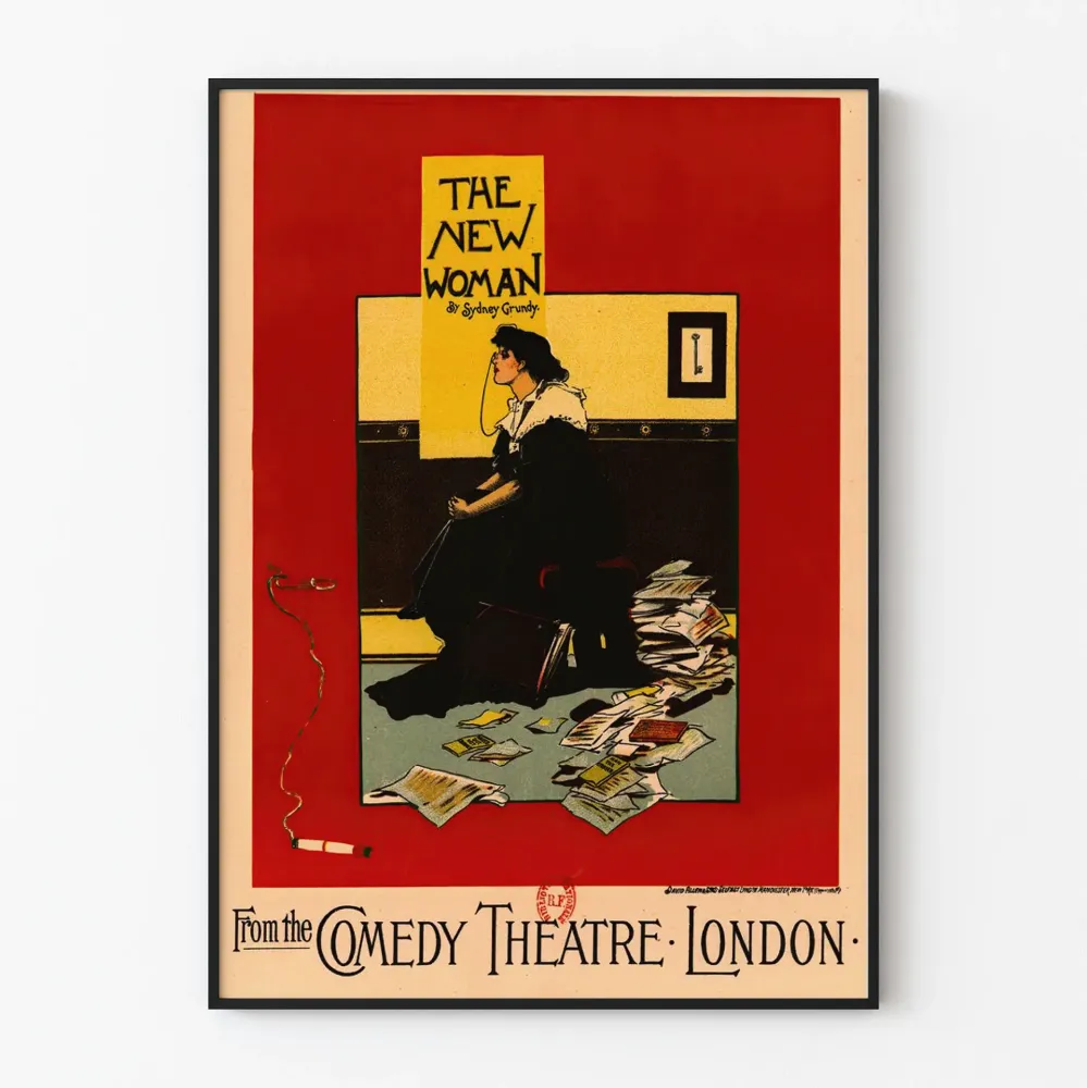 Vintagejuliste New Woman, Sydney Grundy - Teatteriseinäkoristelu, Lontoo