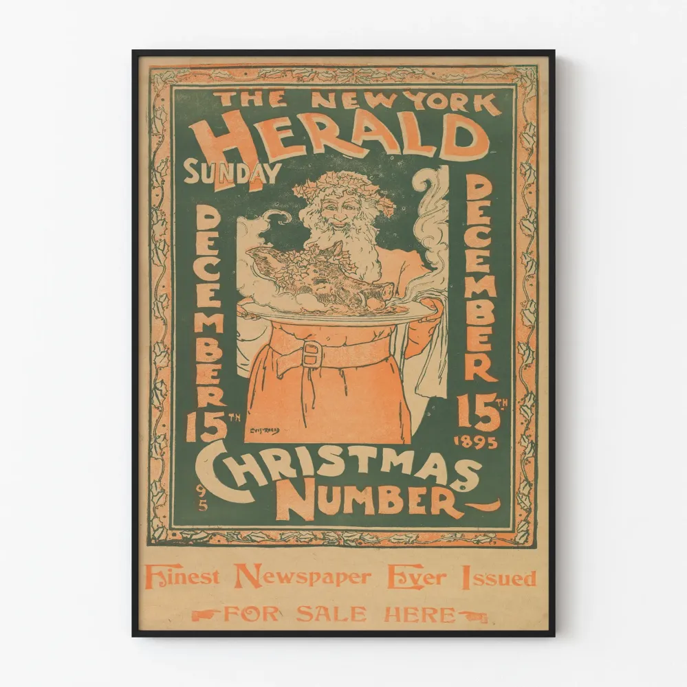 Vintagejuliste New York Herald joulukuu 1895 seinäkoristeeksi