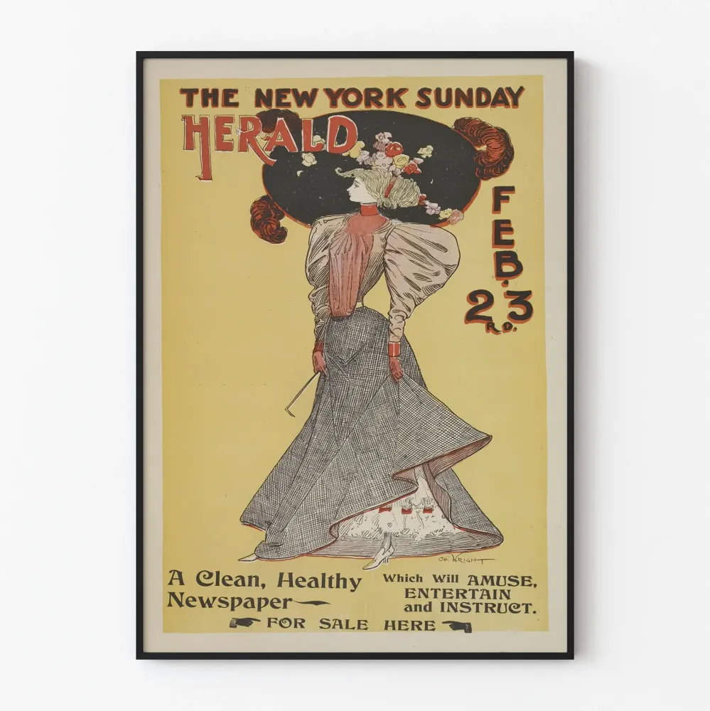 Vintagejuliste New York Sunday Herald 1890-luvut - Retroseinän koristelu