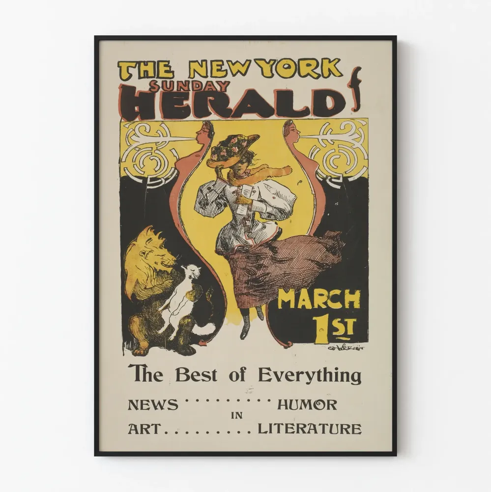 Vintagejuliste New York Sunday Herald 1. maaliskuuta