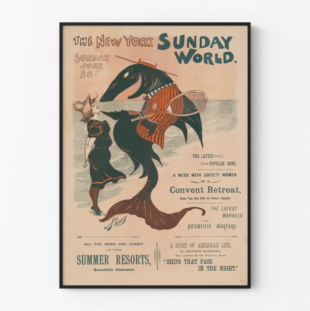 Vintagejuliste New York Sunday World - Alkuperäinen ja koristeellinen kuva
