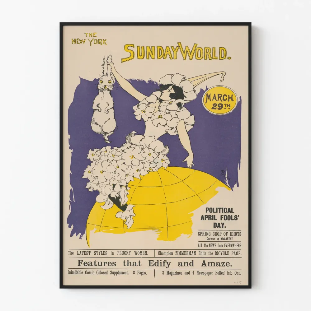 Vintagejuliste New York Sunday World 29. maaliskuuta
