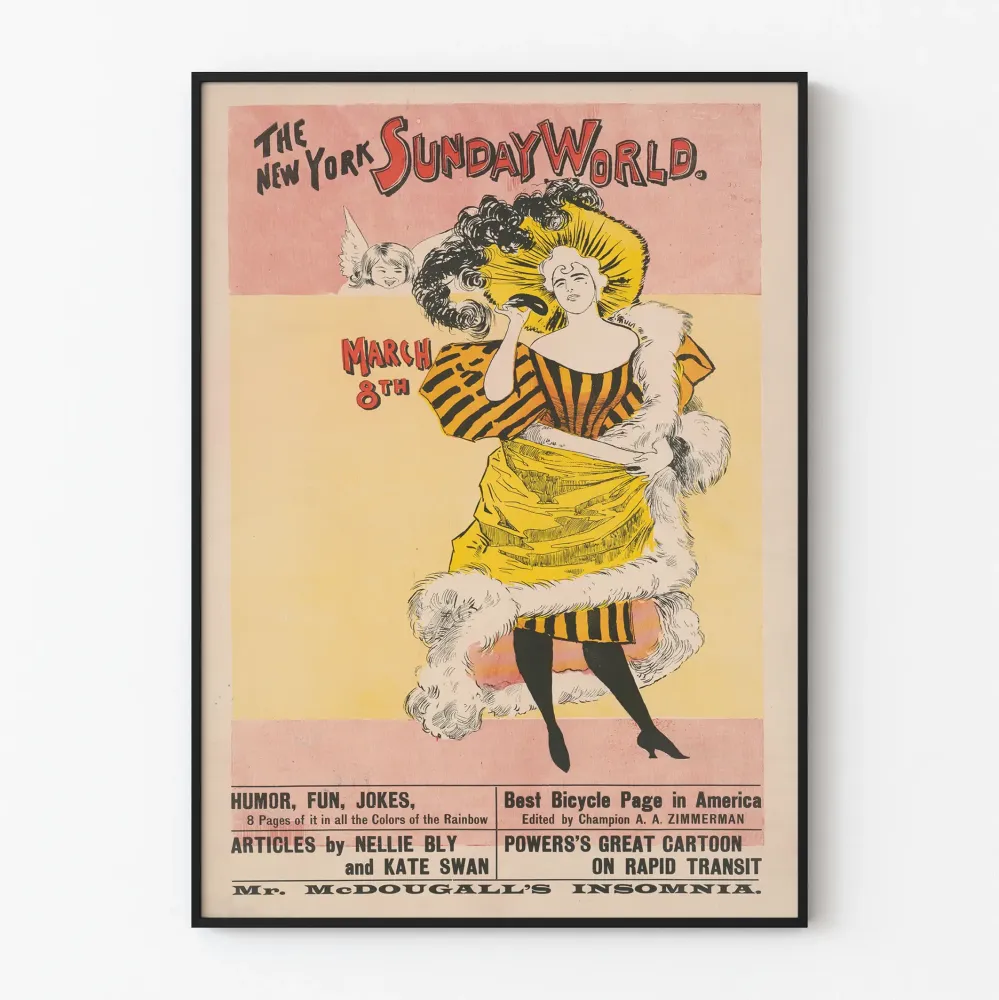 Vintagejuliste New York Sunday World 8. maaliskuuta - Muoti ja eleganssi