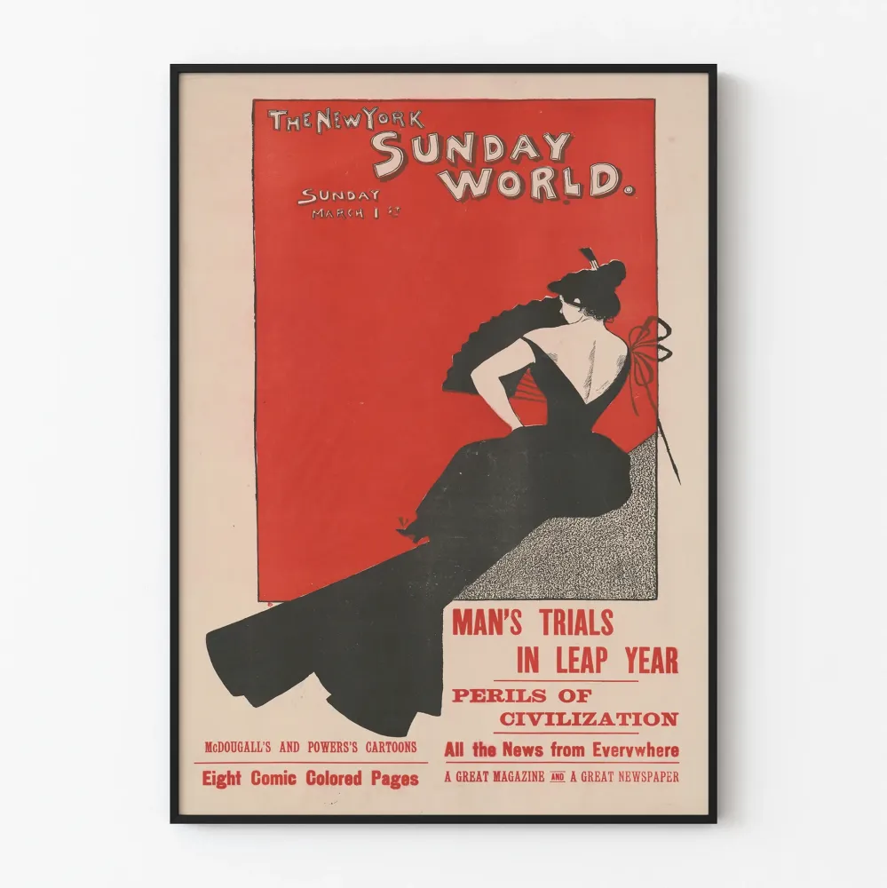 Vintagejuliste New York Sunday World - Tyylikäs seinäkoriste