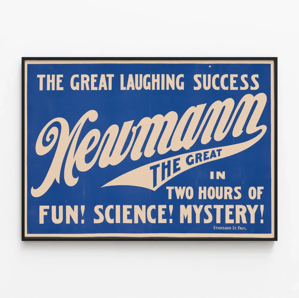 Vintagejuliste Newmann Great - Tiede ja mysteeri esityksessä