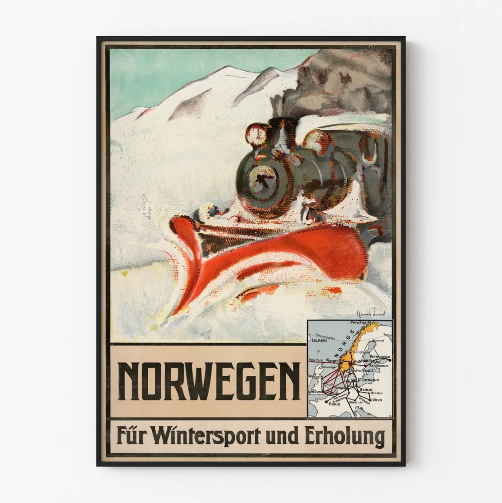 Vintagejuliste Norjasta talviurheiluun ja rentoutumiseen