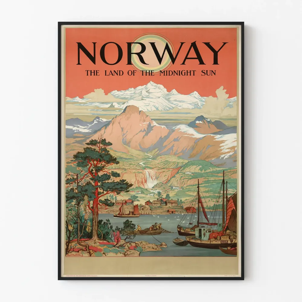 Vintagejuliste Norjasta – Yöttömän yön maa