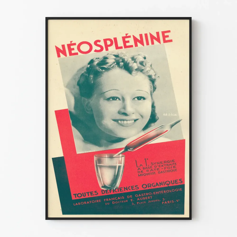 Vintagejuliste Néosplénine - Retro lääketieteellinen seinäkoristelu