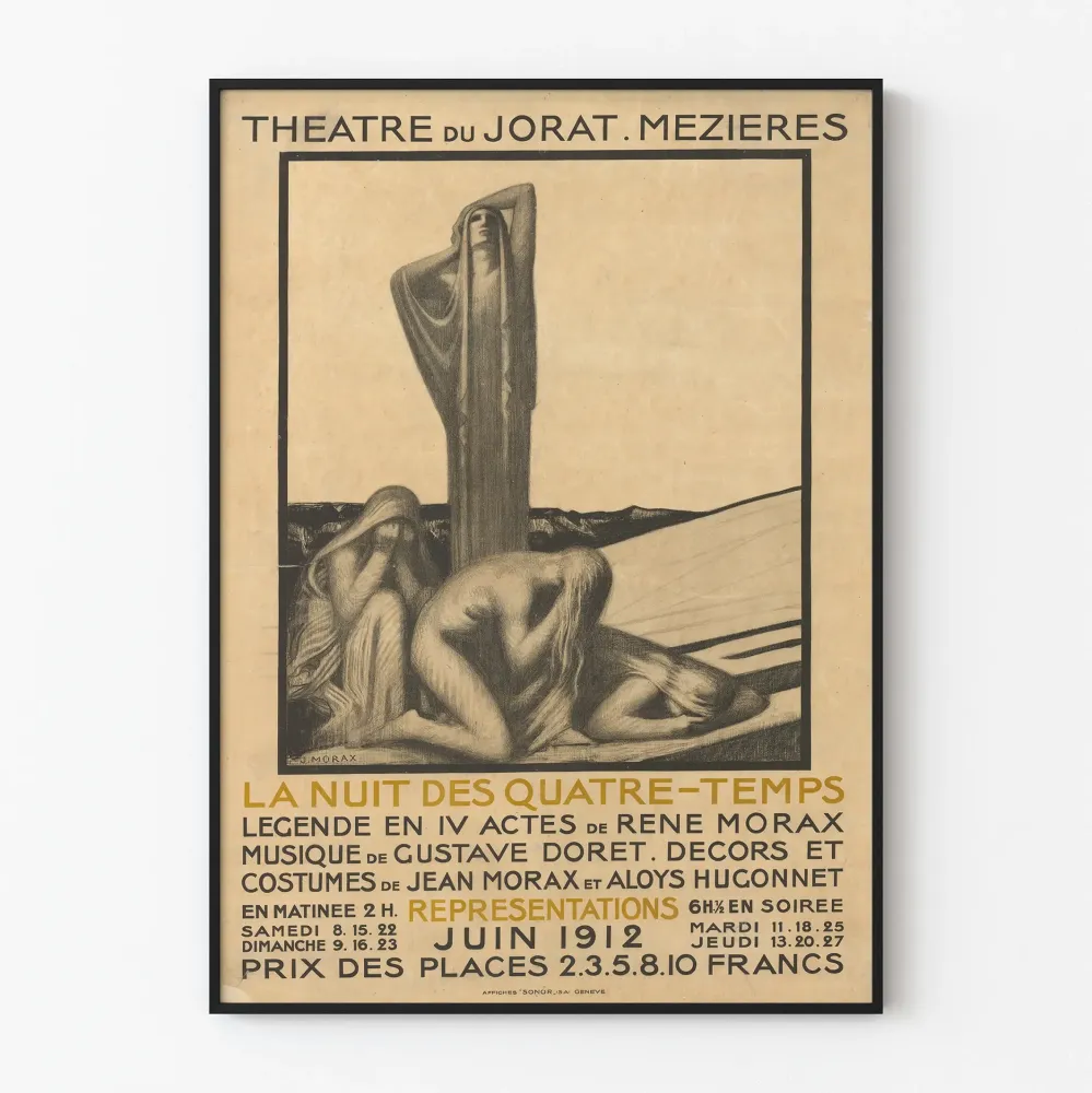 Vintagejuliste La Nuit des Quatre-Temps Jorat-teatteri Mézières 1912