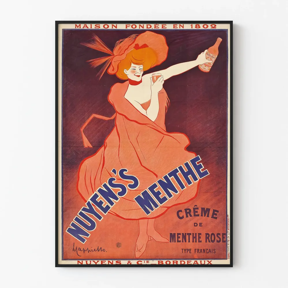 Vintagejuliste Nuyens's Menthe - Crème de Menthe Rose vanha mainos