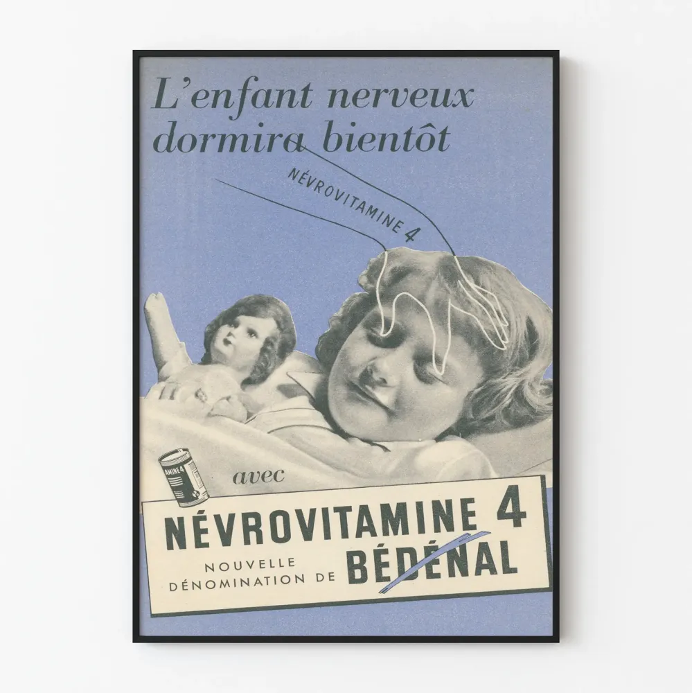 Vintagejuliste Névrovitamine 4 - Lasten retroseinäsuunnittelu