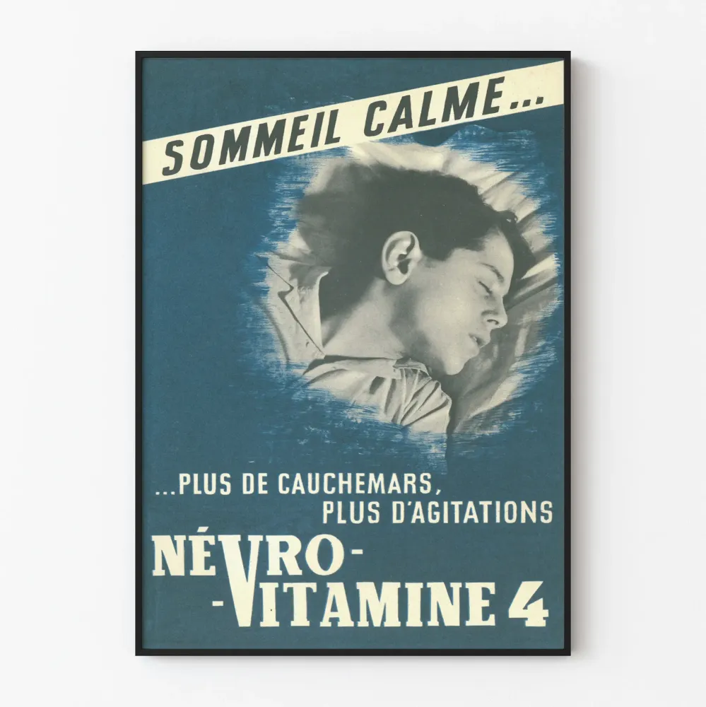 Vintagejuliste Névrovitamine 4 - Retroseinän koriste rauhallinen uni