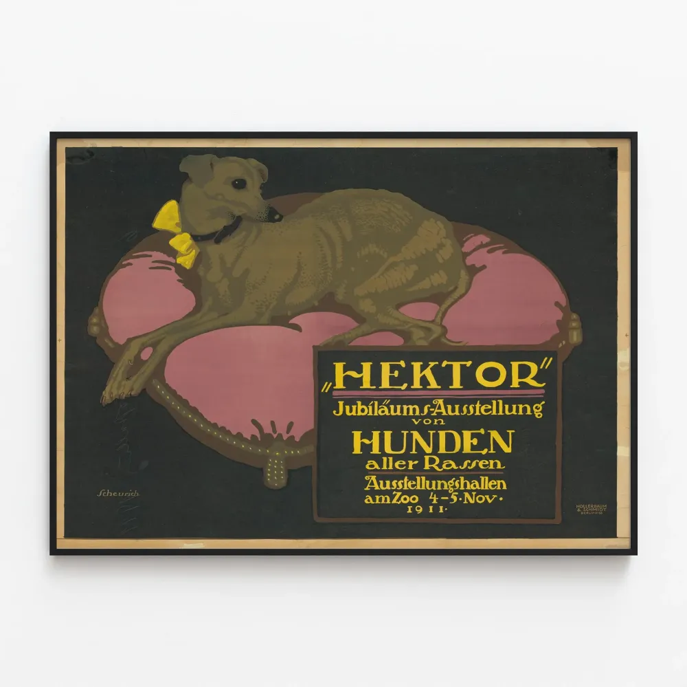 Vintagejuliste näyttelystä Hektor 1911 koiramaailmassa