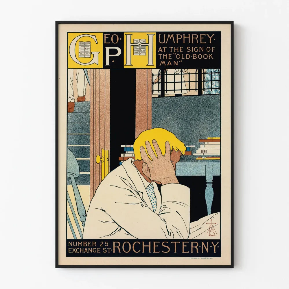 Vintagejuliste Old Book Man - Retro ja taiteellinen seinäkoristelu