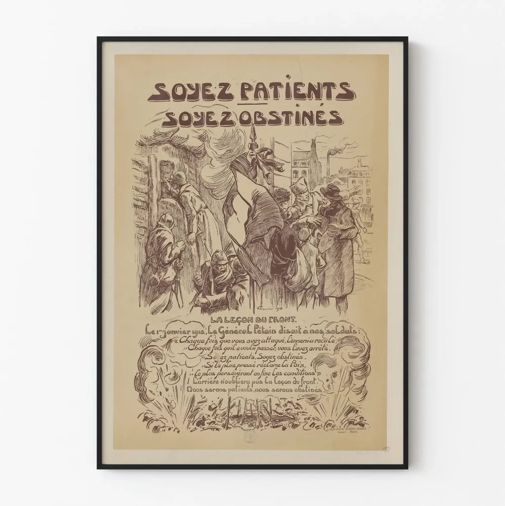 Vintagejuliste « Olkaa kärsivällisiä, olkaa sitkeitä » inspiroiva seinäkoriste