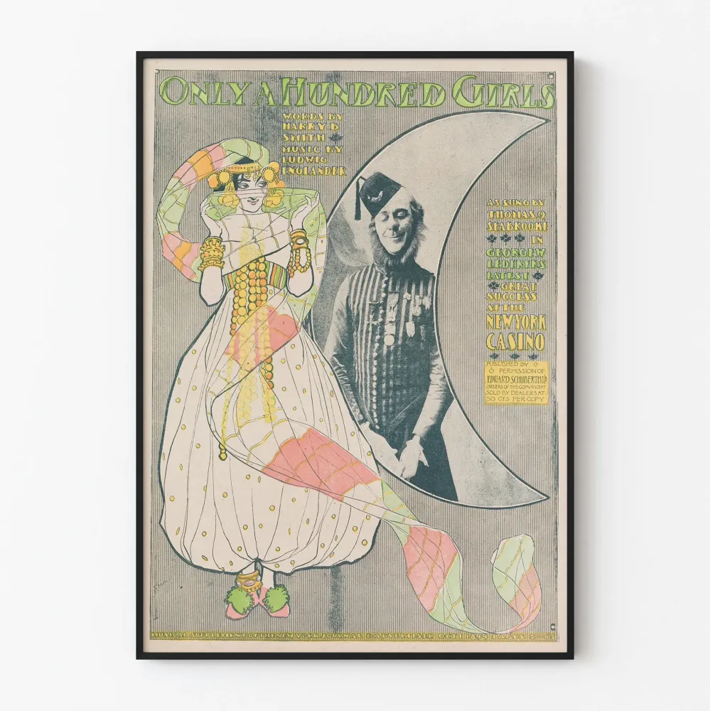 Vintagejuliste Only Hundred Girls - Retro musiikkiseinäkoristelu