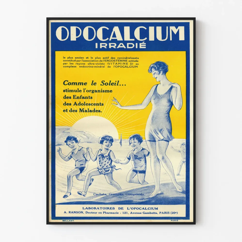 Vintagejuliste Opocalcium - Retro seinäkoriste D-vitamiini