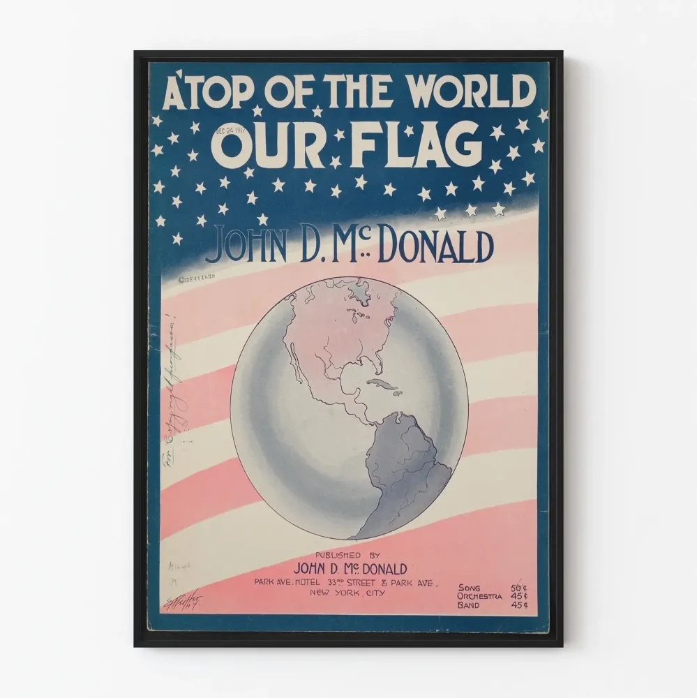 Vintagejuliste Our Flag Atop World - Isänmaallinen seinäkoriste