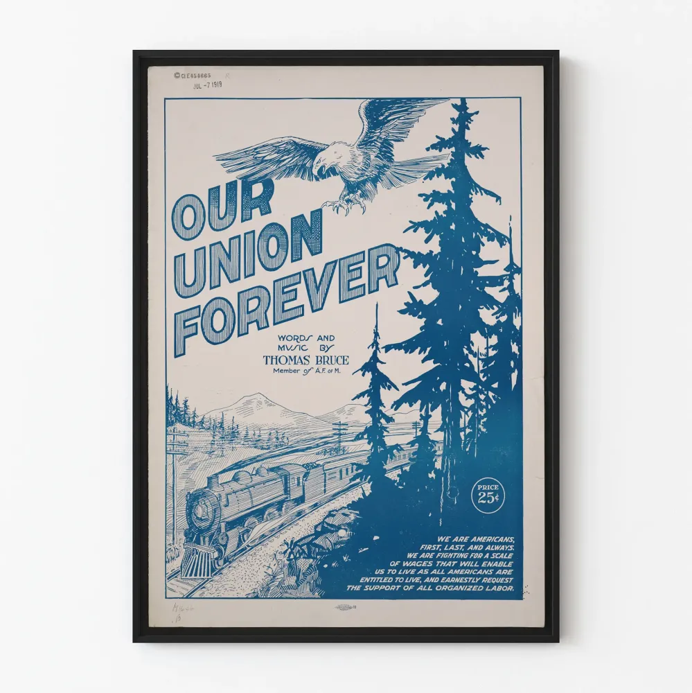 Vintagejuliste Our Union Forever - Juliste sisustukseen junalla ja kotkalla
