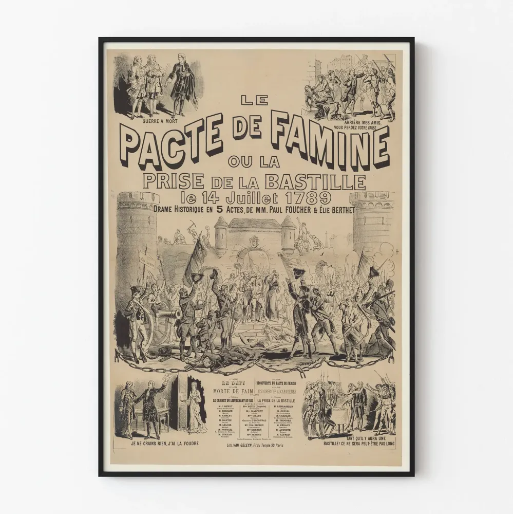 Vintagejuliste Le Pacte de Famine - Bastillen valtaus 1789