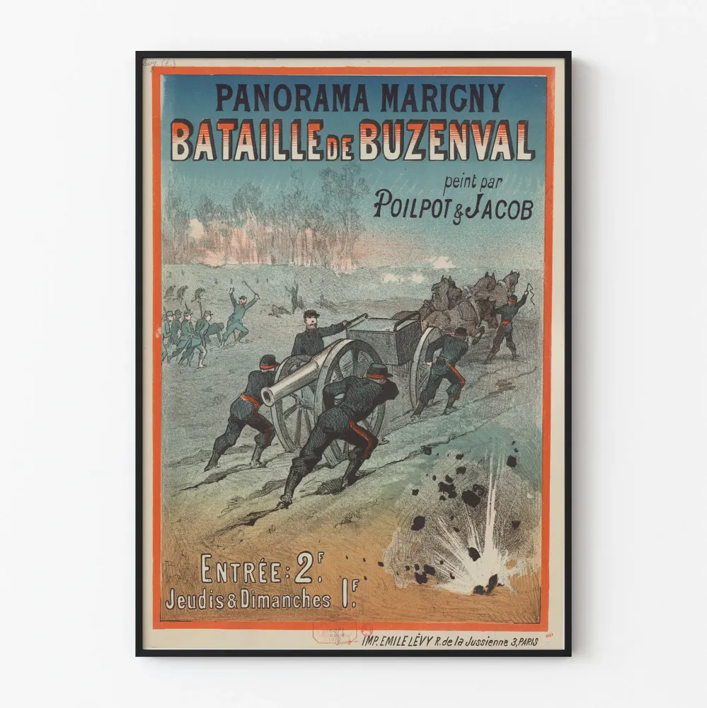 Vintagejuliste Panorama Marigny Bataille de Buzenval poilpotin ja Jacobin teoksesta