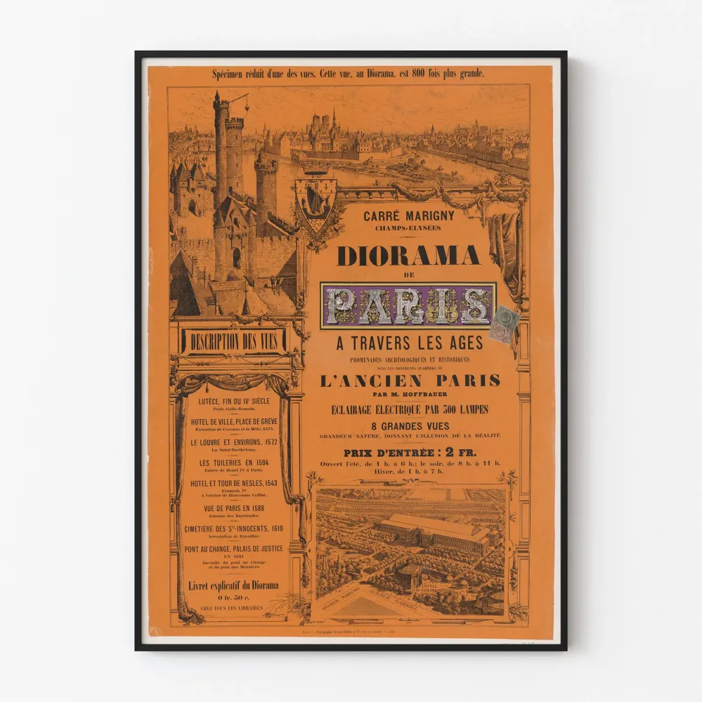 Vintagejuliste Pariisin dioraamasta aikojen saatossa - Carré Marigny Champs-Élysées
