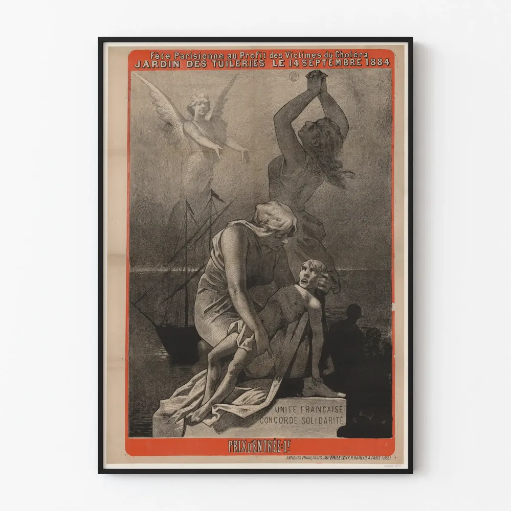 Vintagejuliste Pariisin juhlaa choleran uhreille 1884:n hyväksi