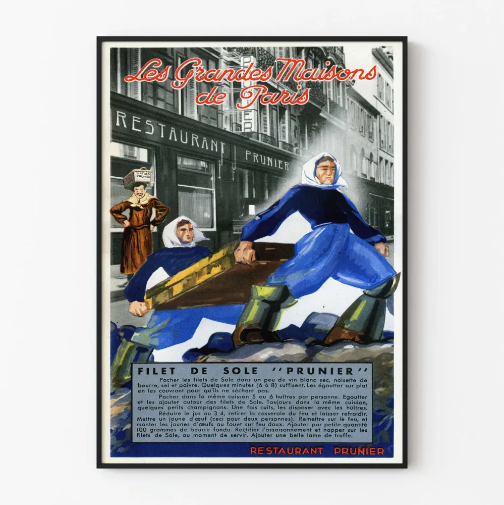 Vintagejuliste Pariisin Suurista Taloyhtiöistä - Ravintola Prunier