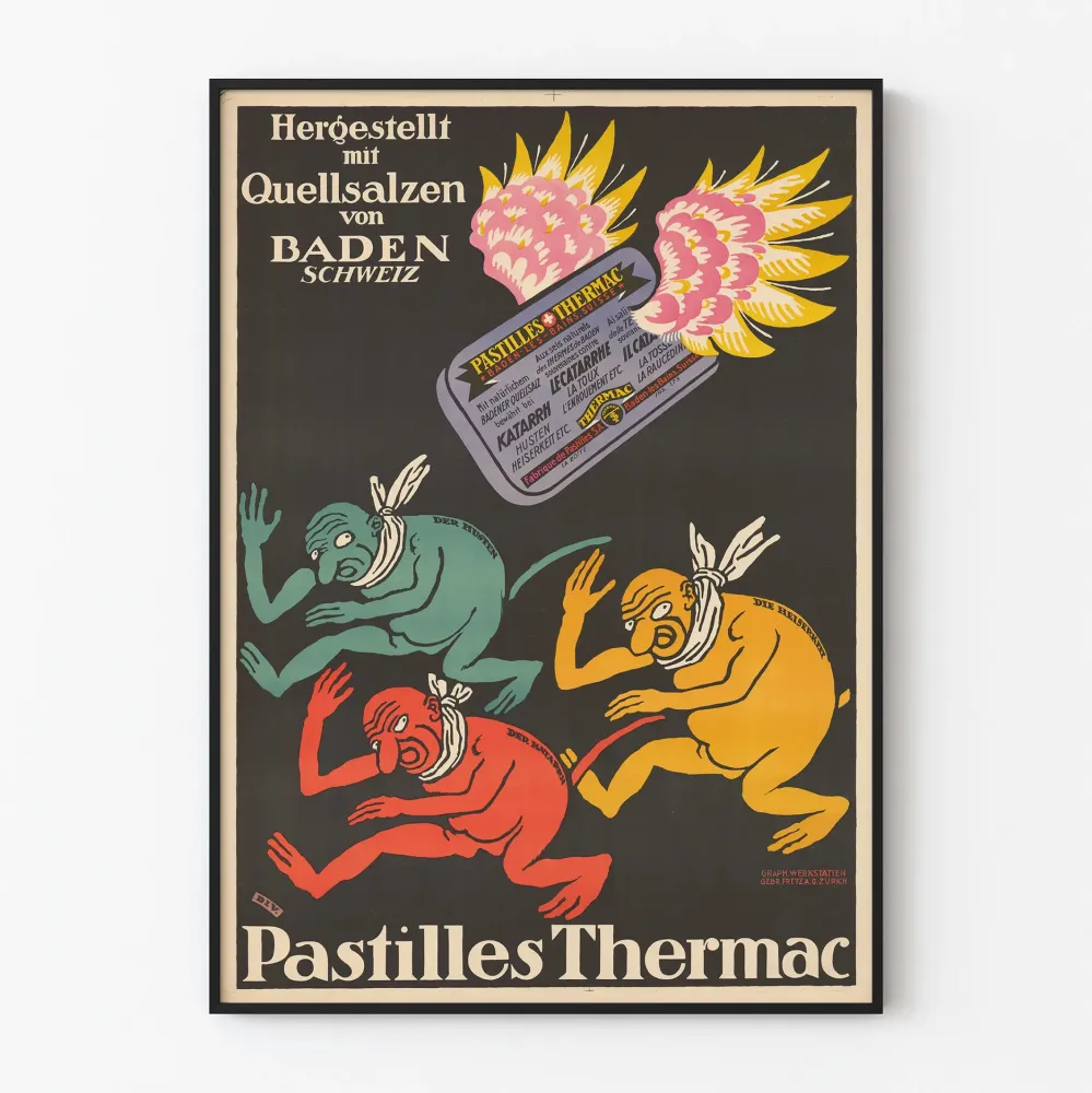 Vintagejuliste Pastilles Thermac - Retroseinustaristikko