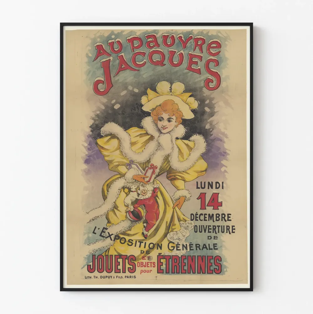 Vintagejuliste Au Pauvre Jacques - Lelujen ja uudenvuoden lahjojen näyttely