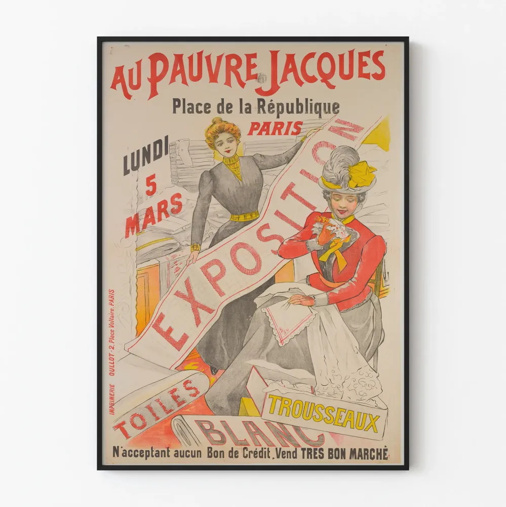 Vintagejuliste Au Pauvre Jacques Place de la République Pariisi - Retroseinäkoristelu