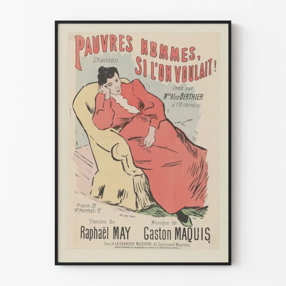 Vintagejuliste 'Pauvres Hommes, Si L'on Voulait' - Retroseinän koristelu