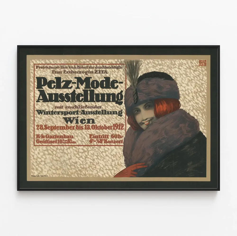 Vintagejuliste Pelz-Mode näyttely 1912 seinäkoriste