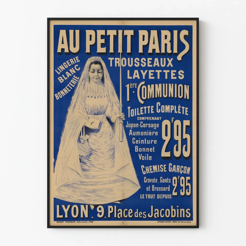 Vintagejuliste Au Petit Paris - Ensimmäinen ehtoollinen ja alusvaatteet Lyonissa