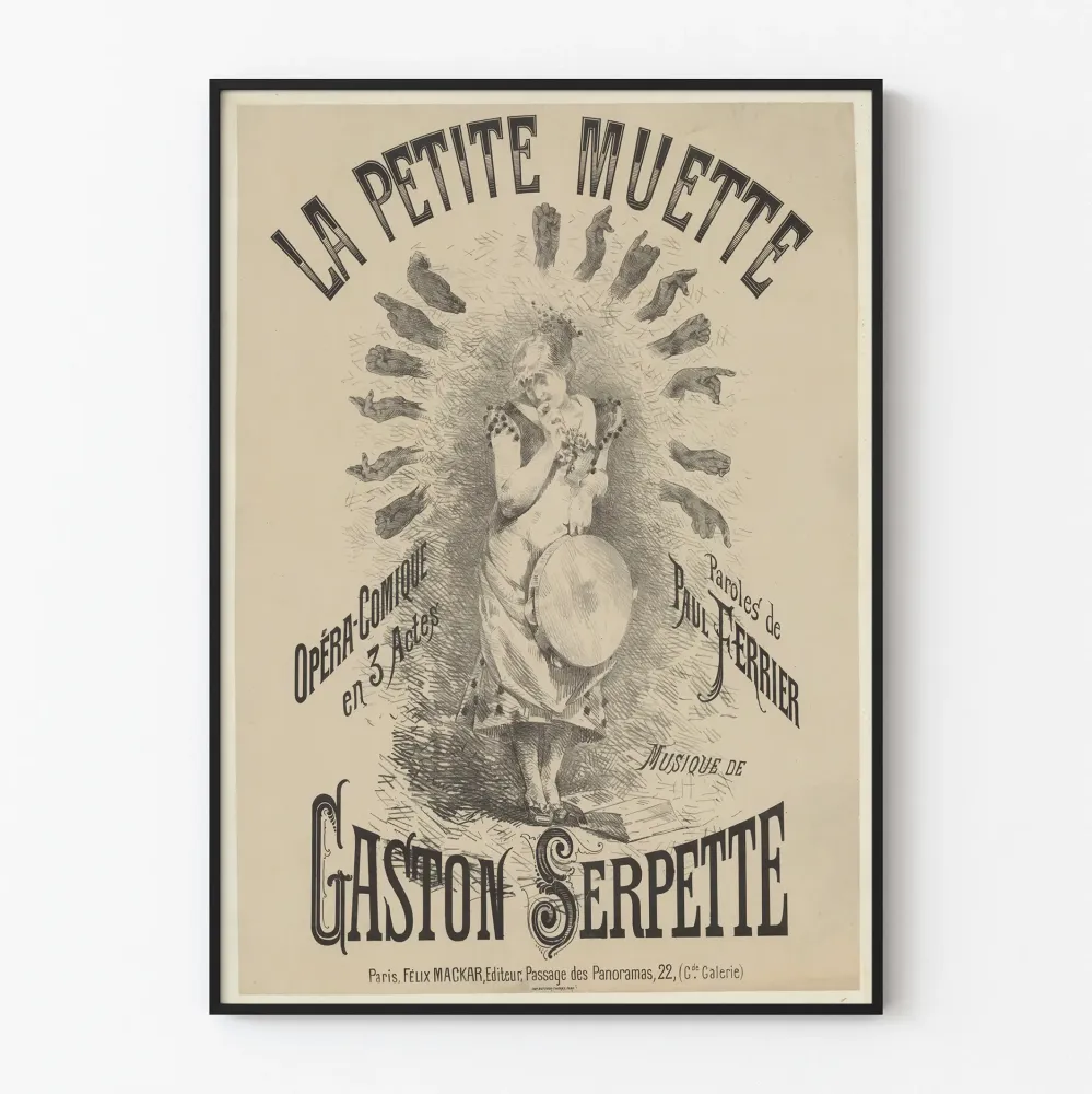Vintagejuliste La Petite Muette - Opéra-Comique klassinen kolmiosainen näytelmä