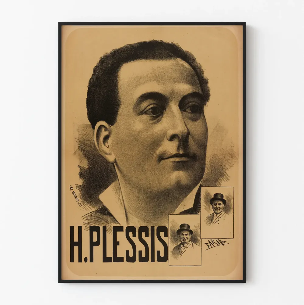 Vintagejuliste H. Plessisin muotokuvasta - Retroseinäkkeiden sisustus