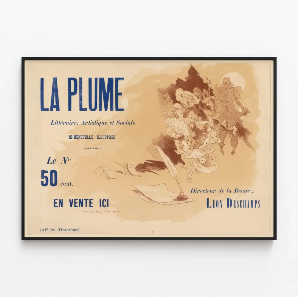Vintagejuliste La Plume - Taiteellinen ja kirjallinen seinäkoristelu