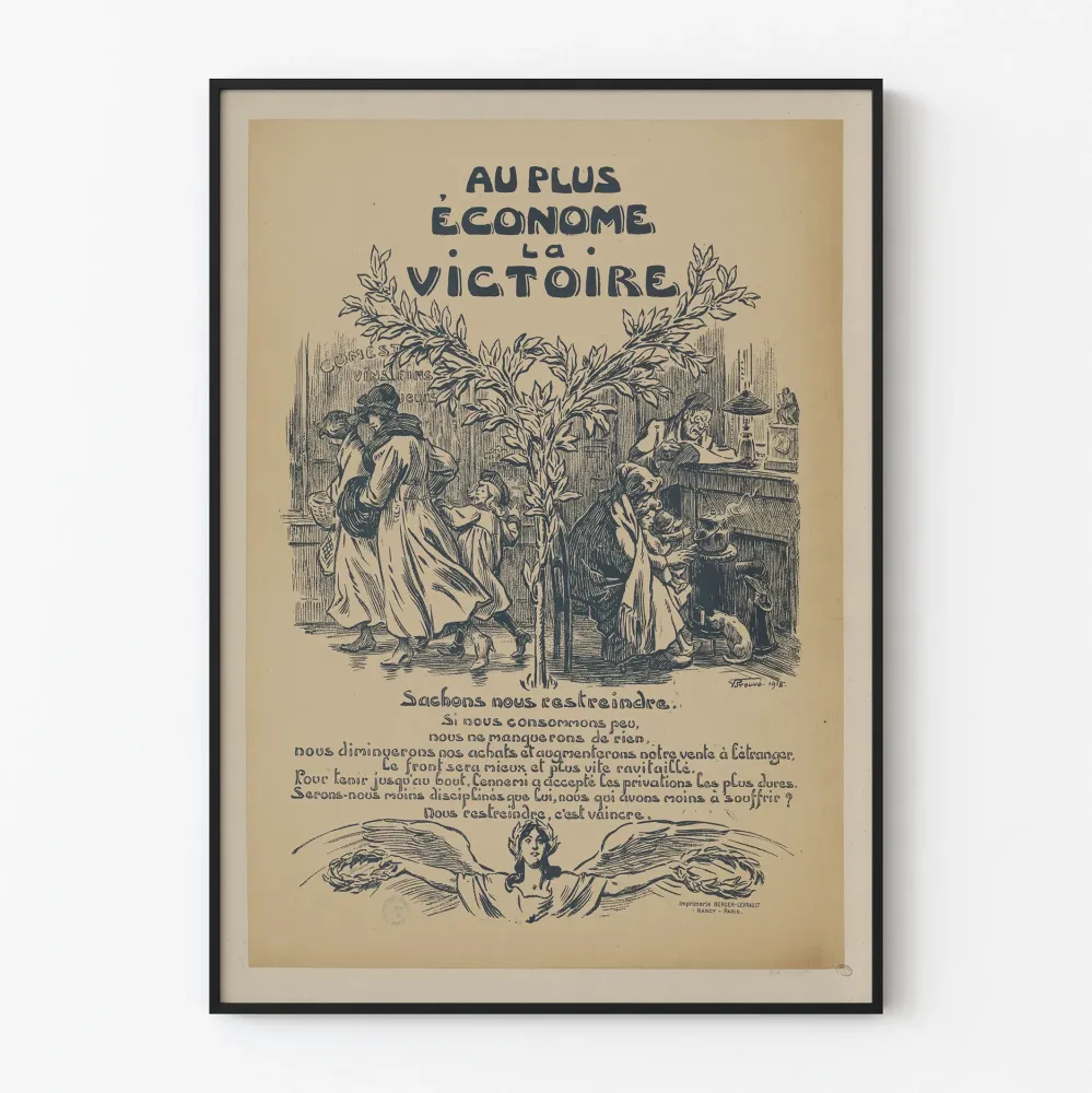 Vintagejuliste 'Au plus économe la victoire' - Historiallinen seinäkoriste