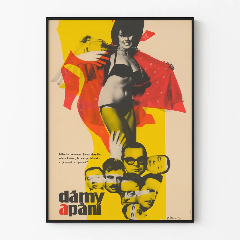 Vintagejuliste Dámý páni seinäkoristeluun retrotyylisessä sisustuksessa