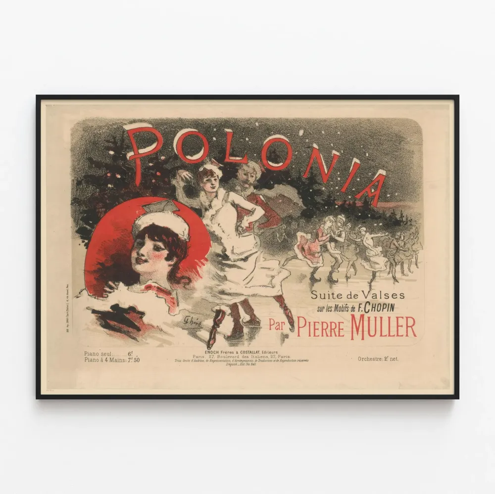 Vintagejuliste Polonia Suite de Valses F. Chopinin aiheista Pierre Mullerilta
