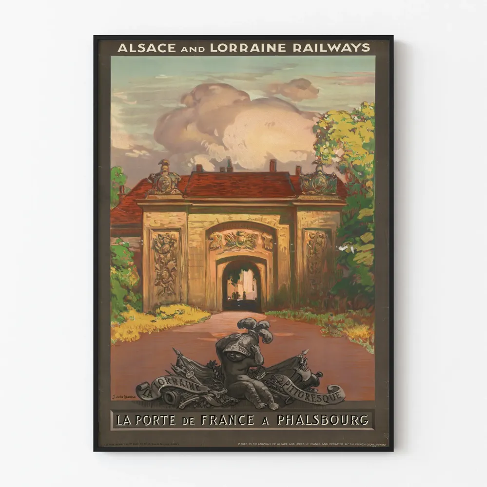 Vintagejuliste La Porte de France Phalsbourgista - Seinataide Alsace ja Lorraine