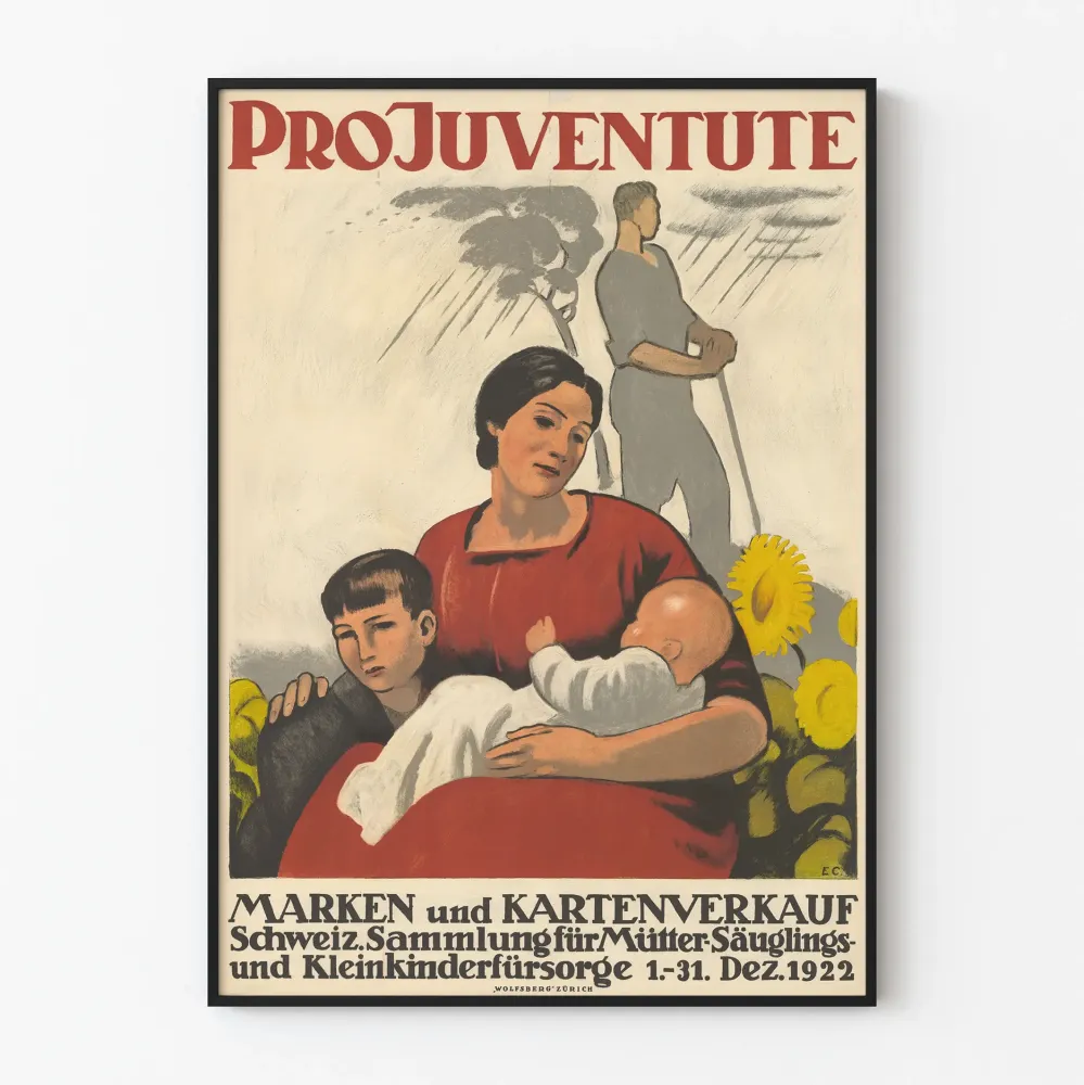 Vintagejuliste Pro Juventute 1922 - Sveitsin kokoelma äitien ja lasten suojeluun