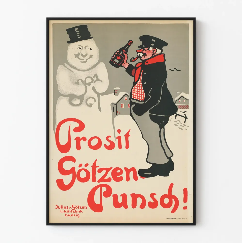 Vintagejuliste Prosit Götzen Punsch seinäkoristukseen
