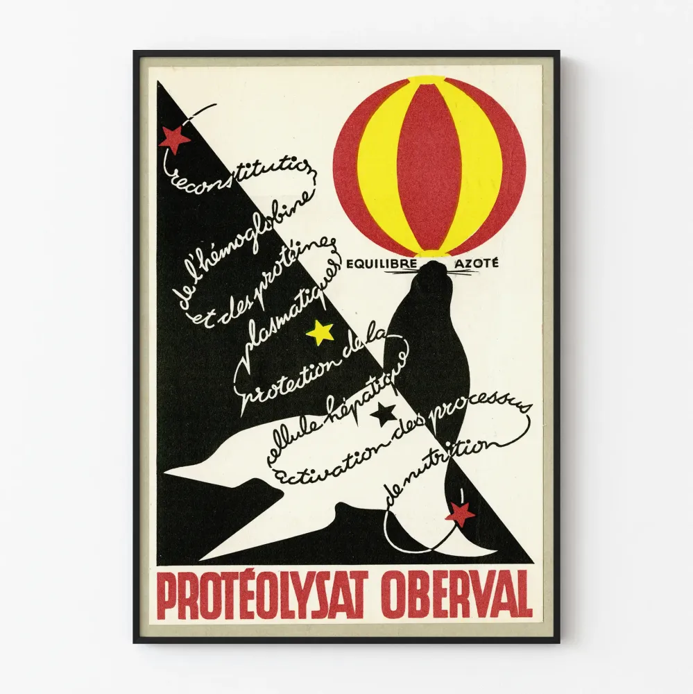 Vintagejuliste Protéolysat Oberval seinäkoriste 50-luvuilta