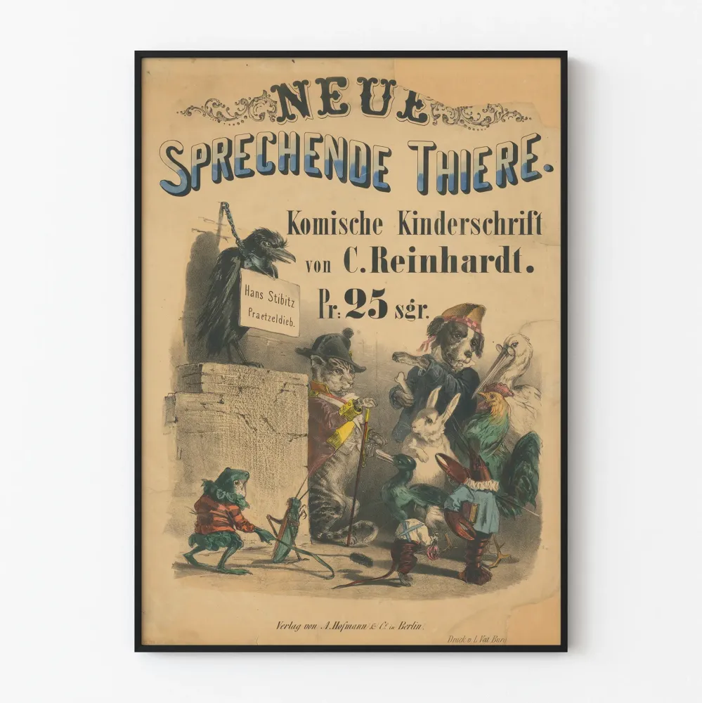 Vintagejuliste Puhelevat Eläimet C. Reinhardt - Lasten seinäkoristelu
