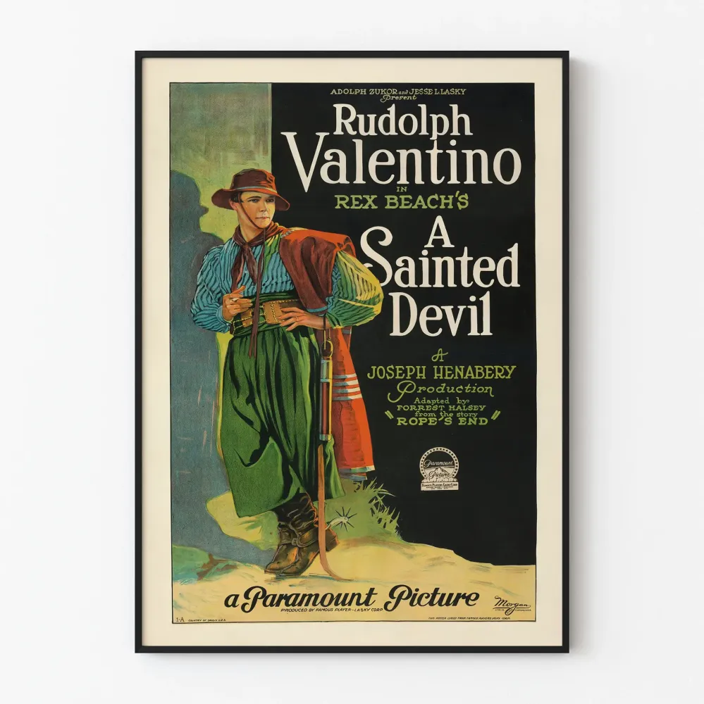 Vintagejuliste Pyhä paholainen Rudolph Valentino kanssa