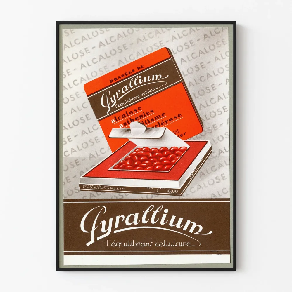 Vintagejuliste Pyrallium Dragées seinäkoristeeksi