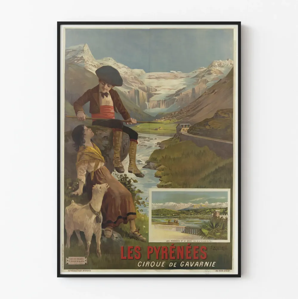 Vintagejuliste Pyreneet Gavarnie-kiertueen seinäkoriste