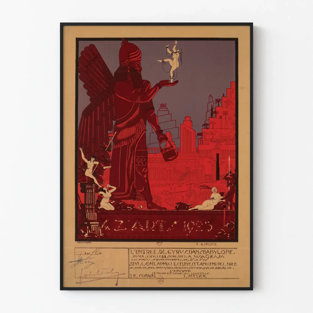 Vintagejuliste Quatz'Arts - Kyyroksen sisäänkäynti Babyloniassa, 1925